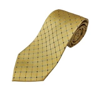Geoffrey Beene Gold Grid Tie with Navy Accents